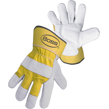 Yellow Large Leather Palm Gloves