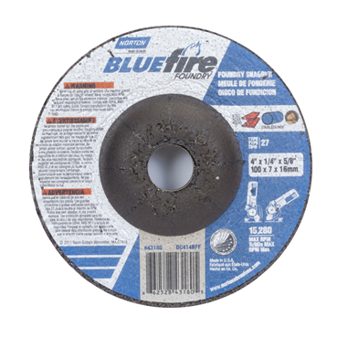 BlueFire Zirconia Alumina/Silicon Carbide Type 27 Foundry Grinding Wheel