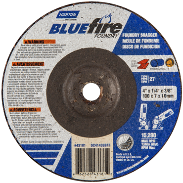BlueFire Zirconia Alumina/Silicon Carbide Type 27 Foundry Grinding Wheel