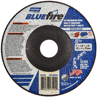 BlueFire INOX/SS Zirconia Alumina Type 27 Grinding and Cutting Wheel