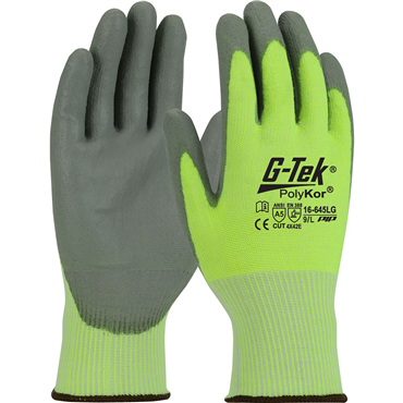 Hi-Vis Yellow Polyurethane 2X-Large Cut-Resistant Gloves