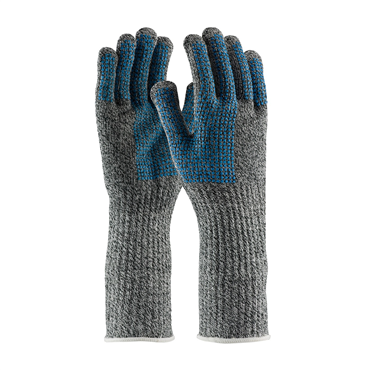 Gray Knit Wrist Cuff PVC Large Cut-Resistant Gloves