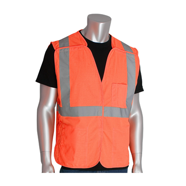 Hi-Vis Orange Hook and Loop 3 Pockets Large Vests