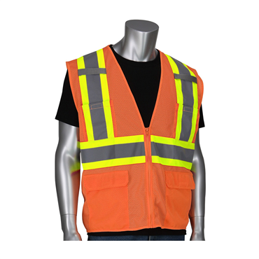 Hi-Vis Orange Zipper 6 Pockets 4X-Large Vests
