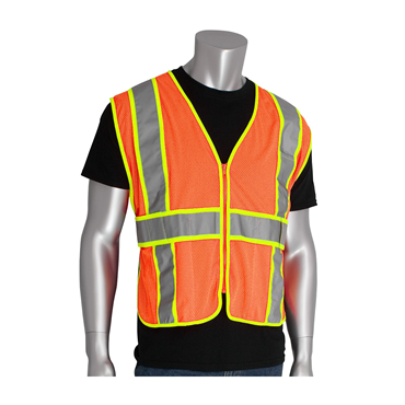 Hi-Vis Orange Zipper 3 Pockets One Size Vests