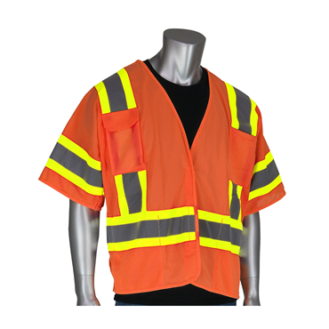Hi-Vis Orange Hook and Loop 5 Pockets 4X-Large Vests