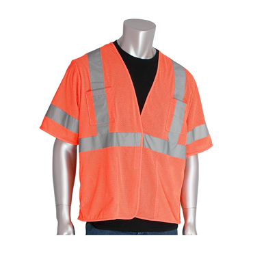 Hi-Vis Orange Hook and Loop 4 Pockets 2X-Large Vests